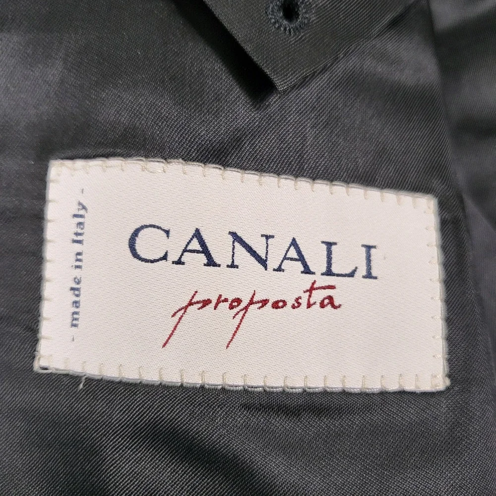 Canali Proposta Mens Wool 3 Button Blazer Textured Black Italy IT 54R US 42R